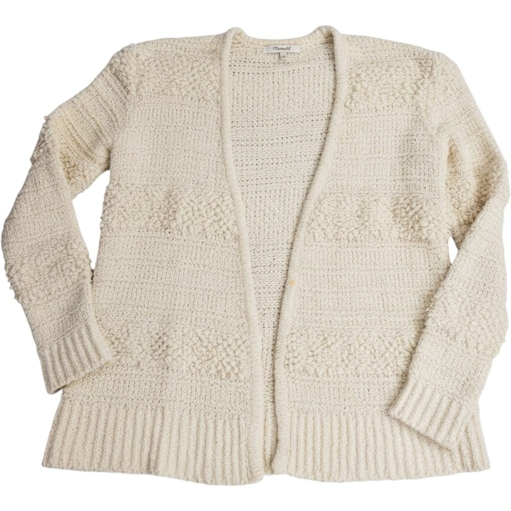 Madewell Cream Popcorn Knit Open Front Cardigan Sweater Ivory XS Grandma